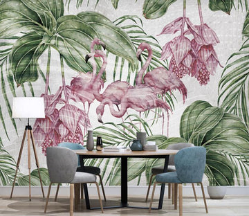 3D The Beautiful Purple Flamingos 2440 Wall Murals