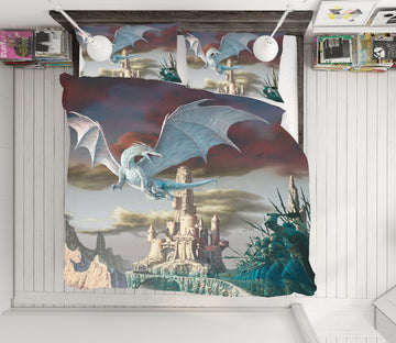 3D White Dragon Castle 6162 Ciruelo Bedding Bed Pillowcases Quilt