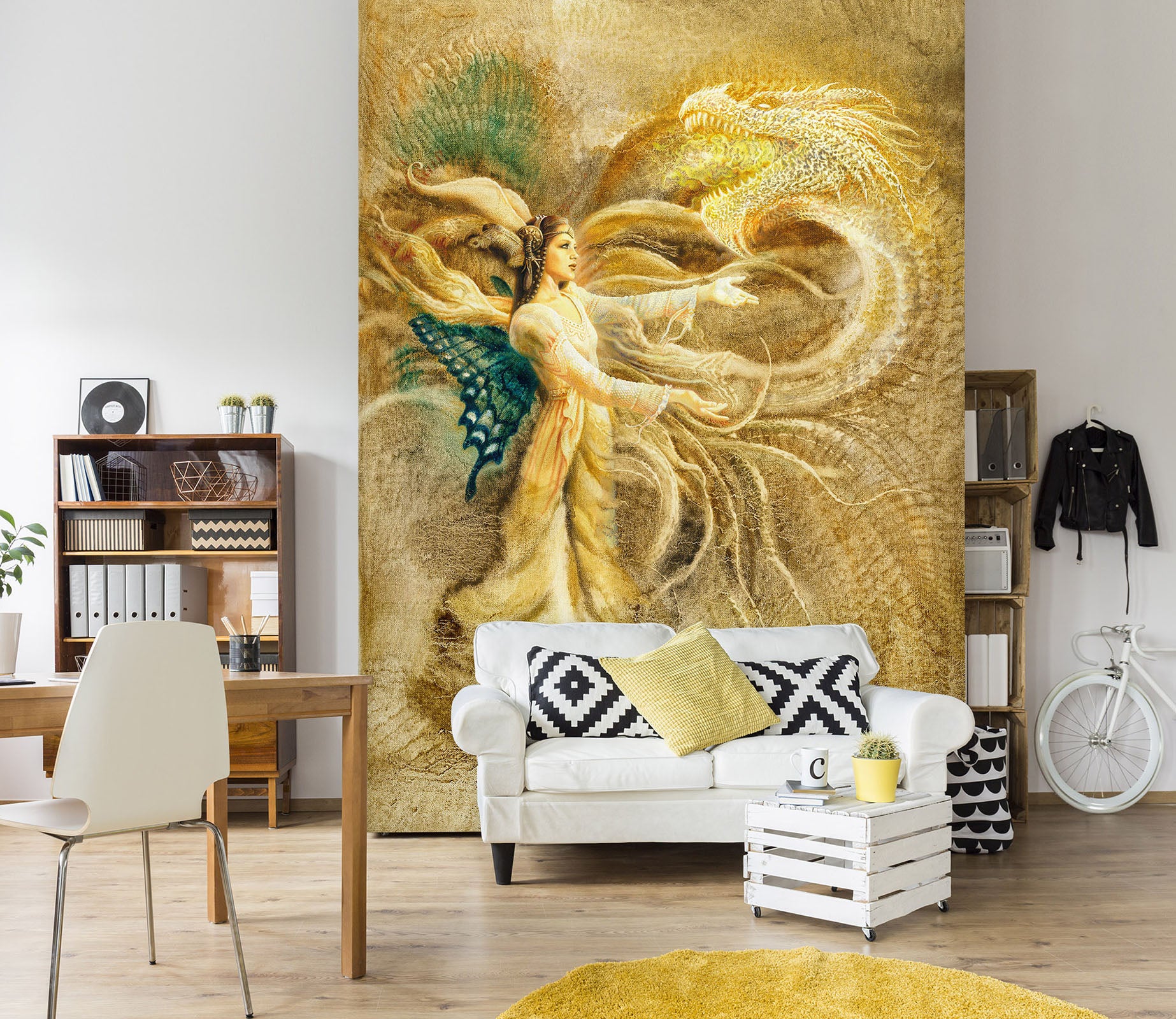 3D Butterfly Wings Golden Elf 7151 Ciruelo Wall Mural Wall Murals