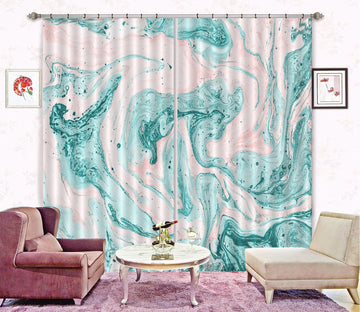 3D Green Turbulent Vortex 45 Curtains Drapes Curtains AJ Creativity Home 