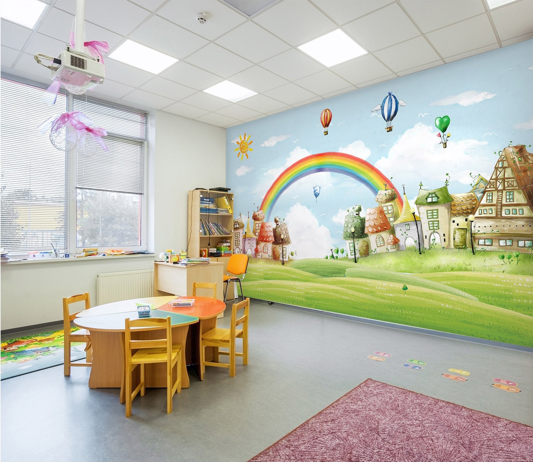 3D Cartoon village with rainbow 24 Wall Murals Wallpaper AJ Wallpaper 2 