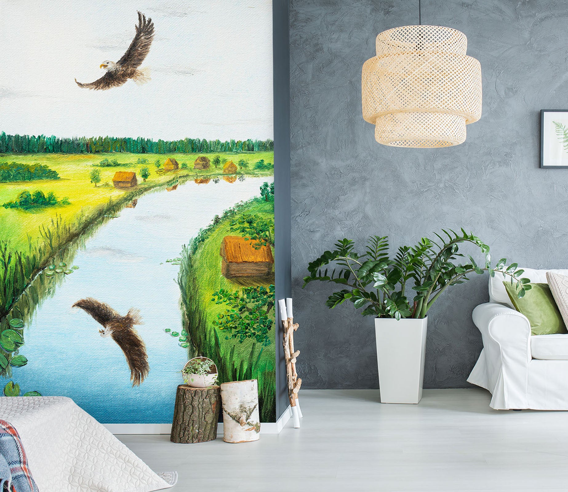 3D River Eagle 1859 Marina Zotova Wall Mural Wall Murals