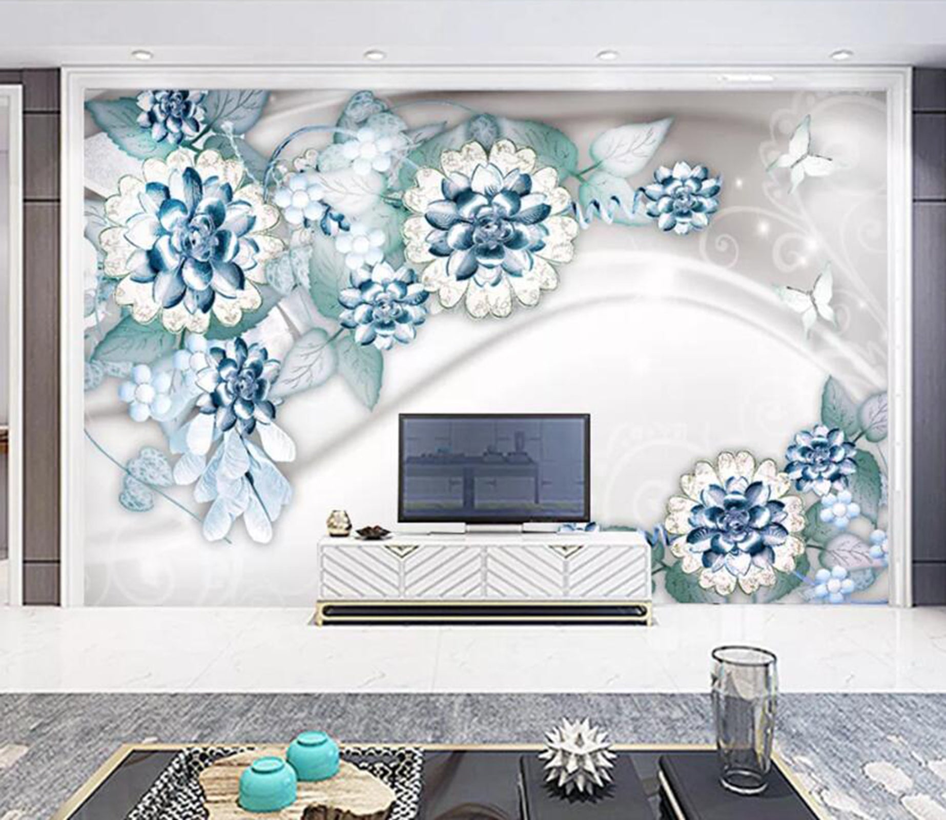 3D Light Flowers WC32 Wall Murals Wallpaper AJ Wallpaper 2 