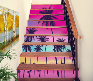 3D Coconut Trees Under Colorful Sky 285 Stair Risers