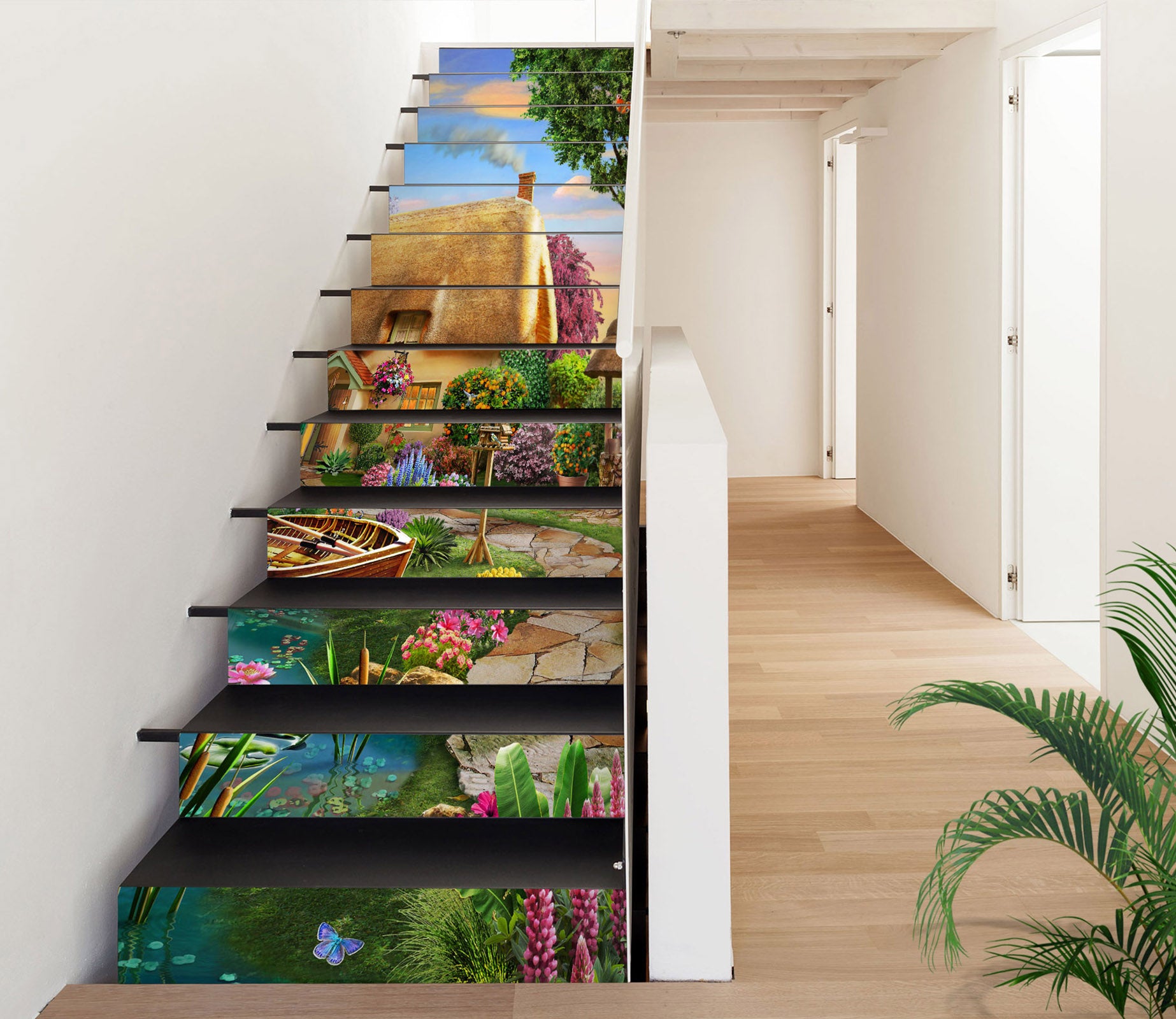 3D Lotus Pond Garden Cottage 96207 Adrian Chesterman Stair Risers