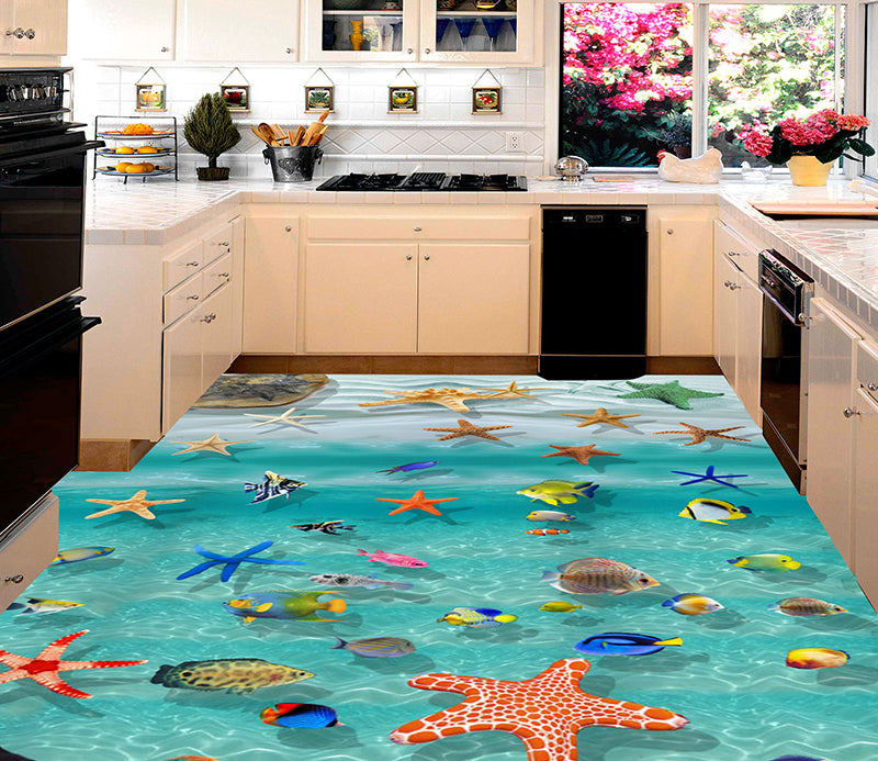 3D Shallow Sea 166 Floor Mural  Self-Adhesive Sticker Bathroom Non-slip Waterproof Flooring Murals