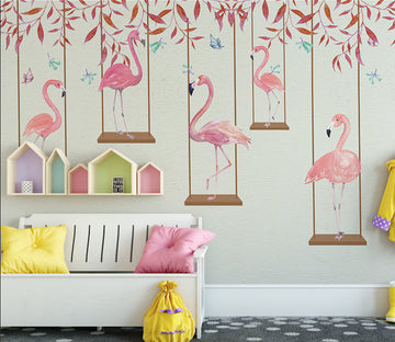 3D Pink Flamingo WG018 Wall Murals