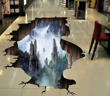 3D Cloudy Peak 125 Floor Mural  Self-Adhesive Sticker Bathroom Non-slip Waterproof Flooring Murals