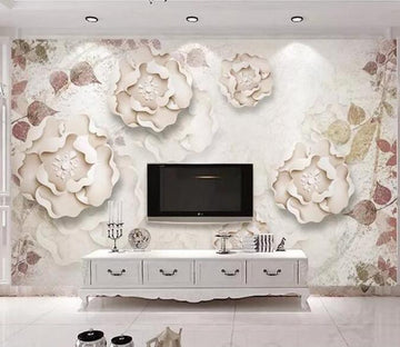 3D White Flowers 085 Wall Murals Wallpaper AJ Wallpaper 2 