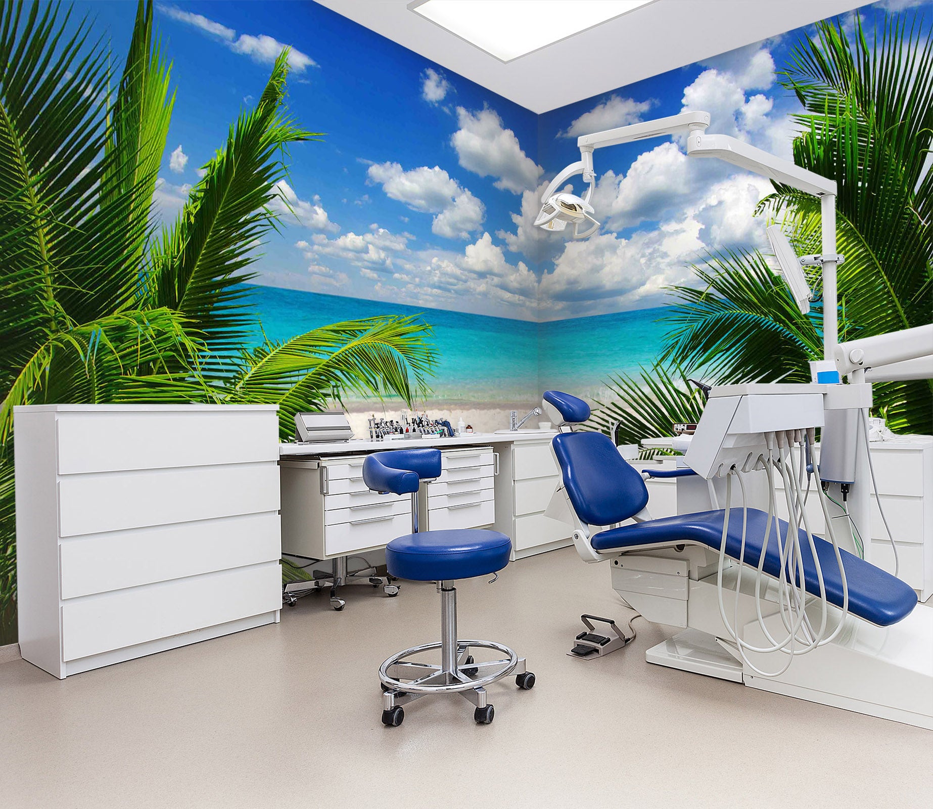 3D Beach Coconut Tree 049 Wall Murals