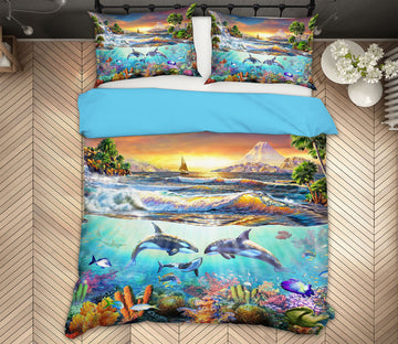 3D Atlantic Dolphins 2024 Adrian Chesterman Bedding Bed Pillowcases Quilt
