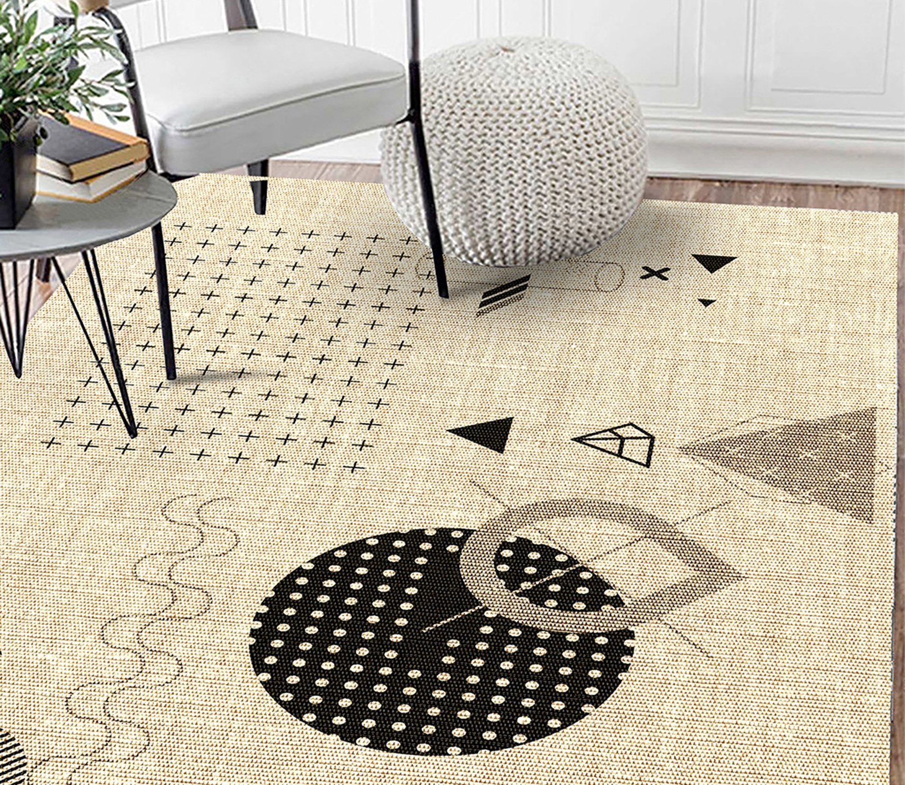 3D Black Geometry WG100 Non Slip Rug Mat Mat AJ Creativity Home 