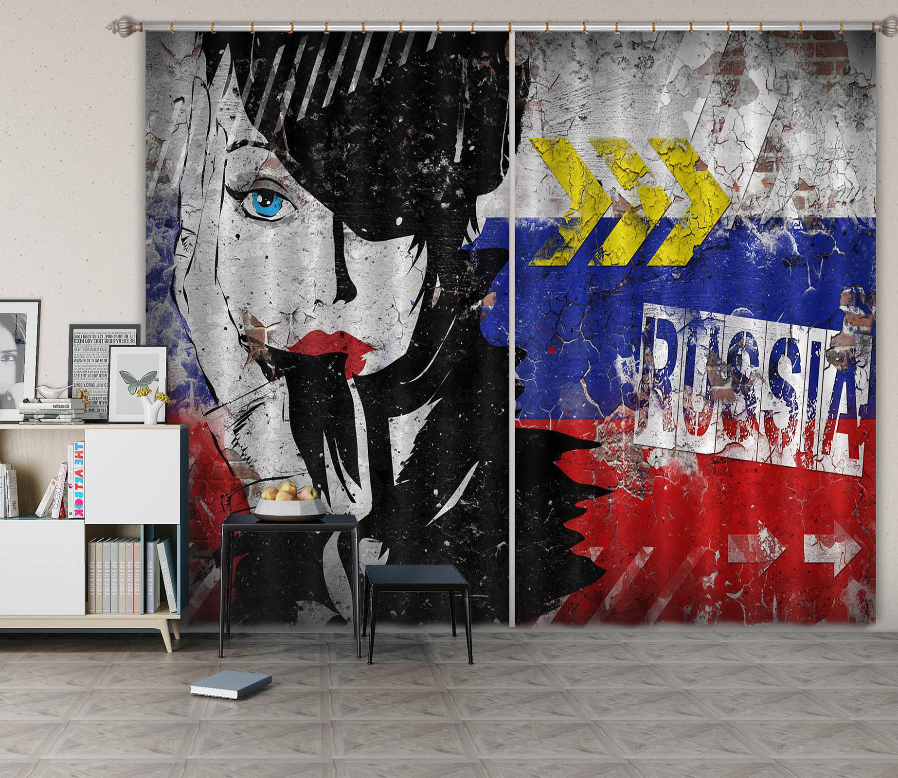 3D Playful Girl 770 Curtains Drapes