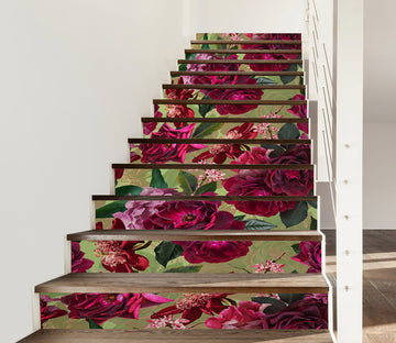 3D Crimson Flowers 10429 Uta Naumann Stair Risers