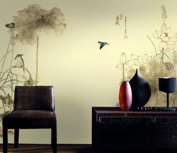 3D Lotus Leaf WG01 Wall Murals Wallpaper AJ Wallpaper 2 