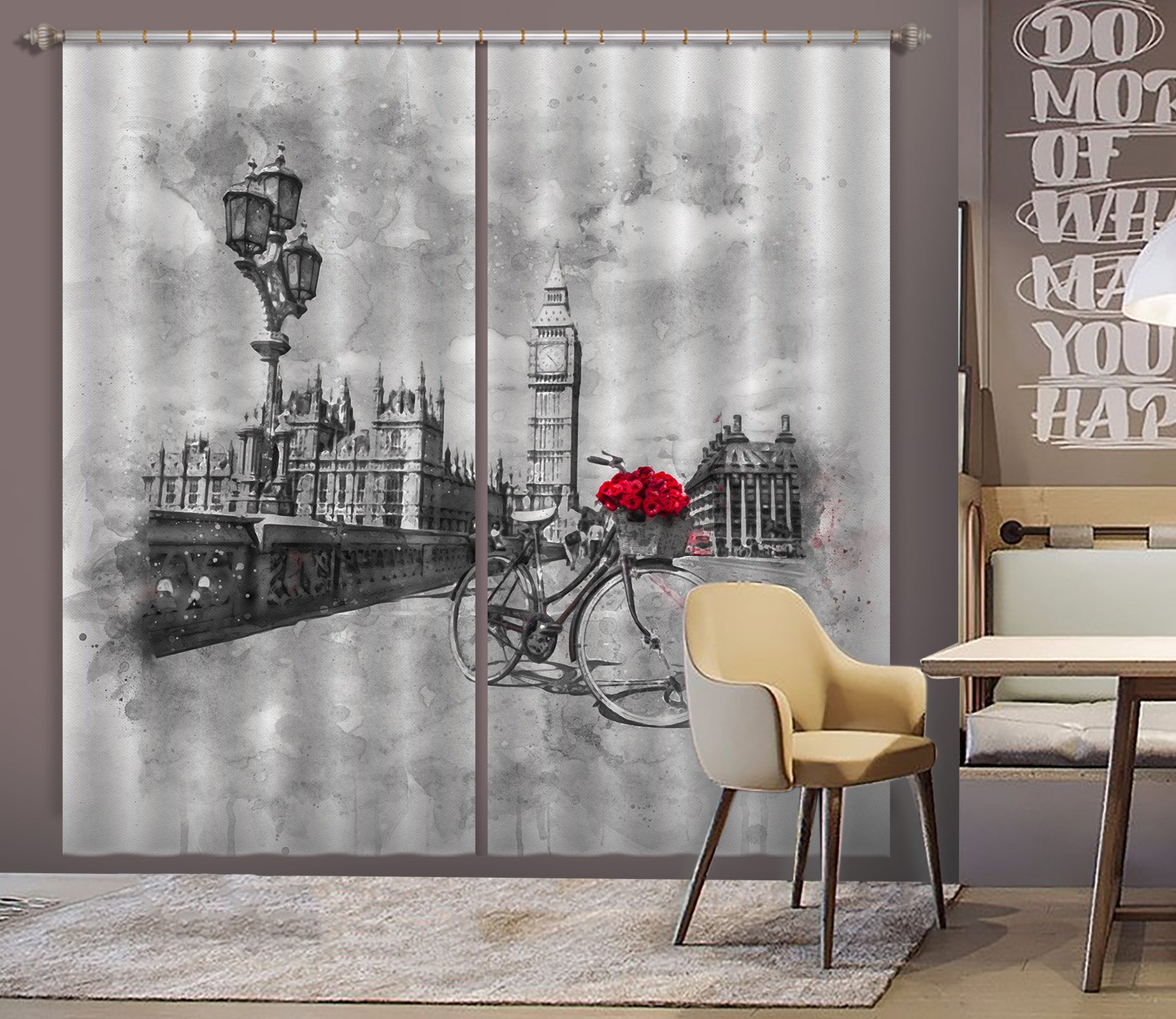 3D Bicycle Street Light 031 Assaf Frank Curtain Curtains Drapes