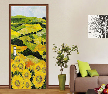 3D Meadow Hillside Sunflower Bushes 9393 Allan P. Friedlander Door Mural