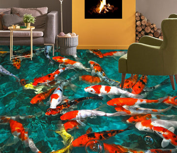 3D Lucky Koi 007 Floor Mural  Wallpaper Murals Rug & Mat Print Epoxy waterproof bath floor