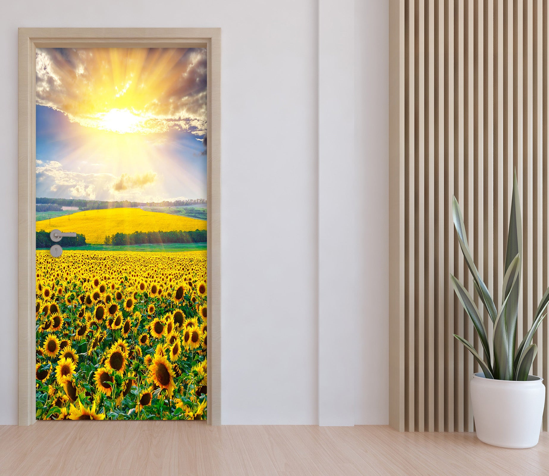 3D Sun Sunflower 084 Door Mural