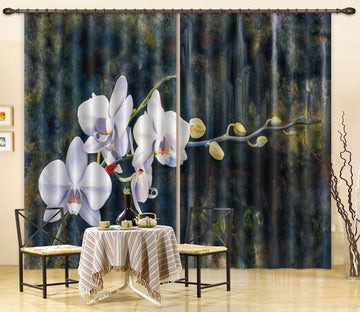 3D White Flower 11019 Matthew Holden Bates Curtain Curtains Drapes