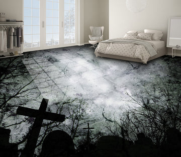 3D Dead Tree Cross 005 Floor Mural  Self-Adhesive Sticker Bathroom Non-slip Waterproof Flooring Murals