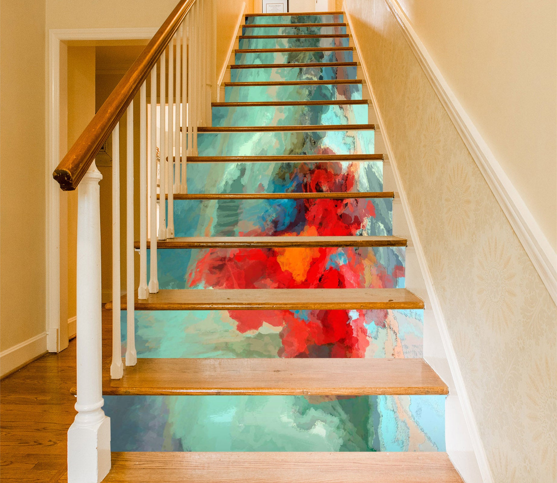 3D Red Flowers 104221 Michael Tienhaara Stair Risers