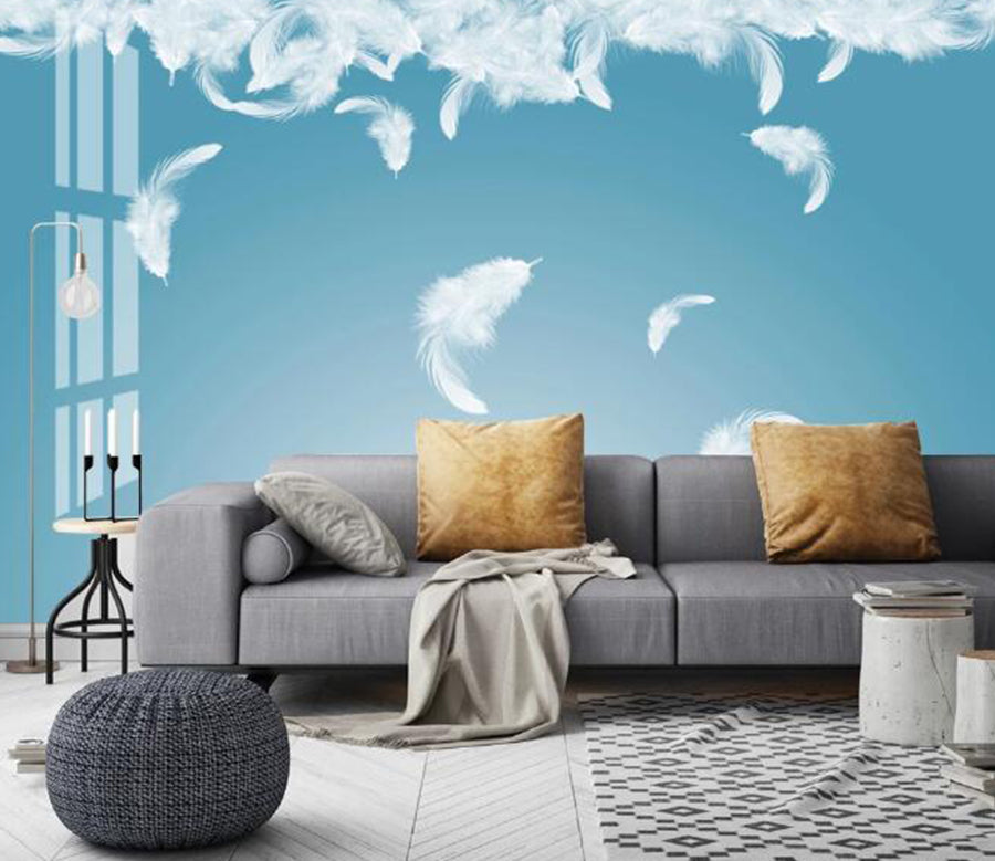 3D White Feather 400 Wall Murals