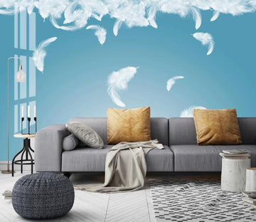 3D White Feather 400 Wall Murals