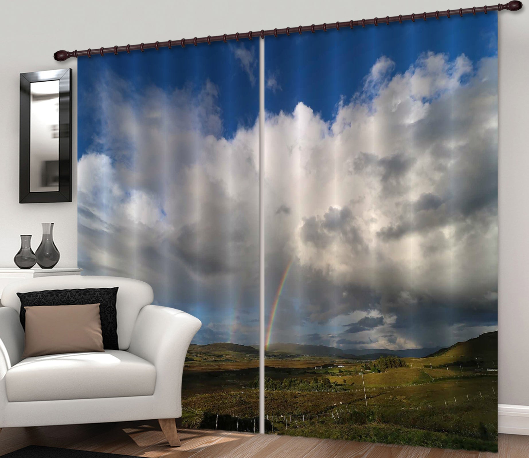 3D Rainbow Village 016 Jerry LoFaro Curtain Curtains Drapes