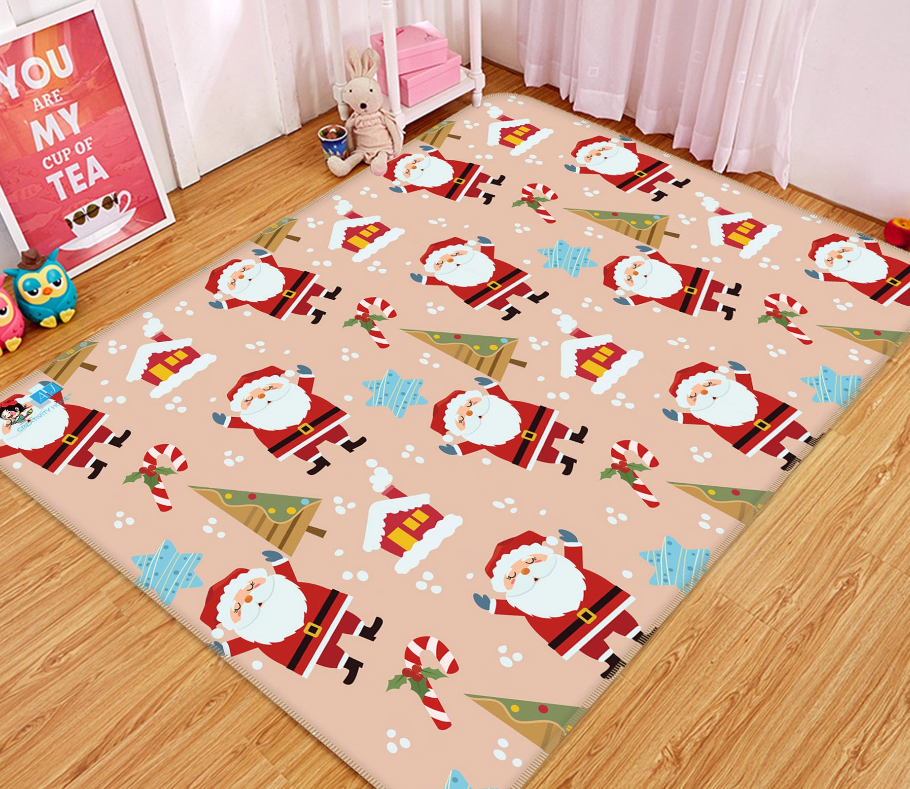 3D Little Santa Pattern 56255 Christmas Non Slip Rug Mat Xmas