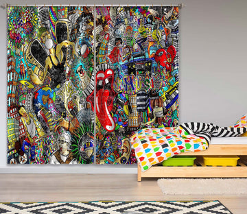 3D Old Man Painting 052 Curtains Drapes