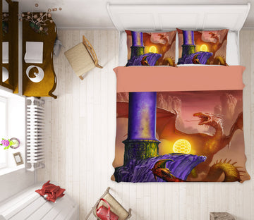 3D Dragon Golden Light Egg 6180 Ciruelo Bedding Bed Pillowcases Quilt
