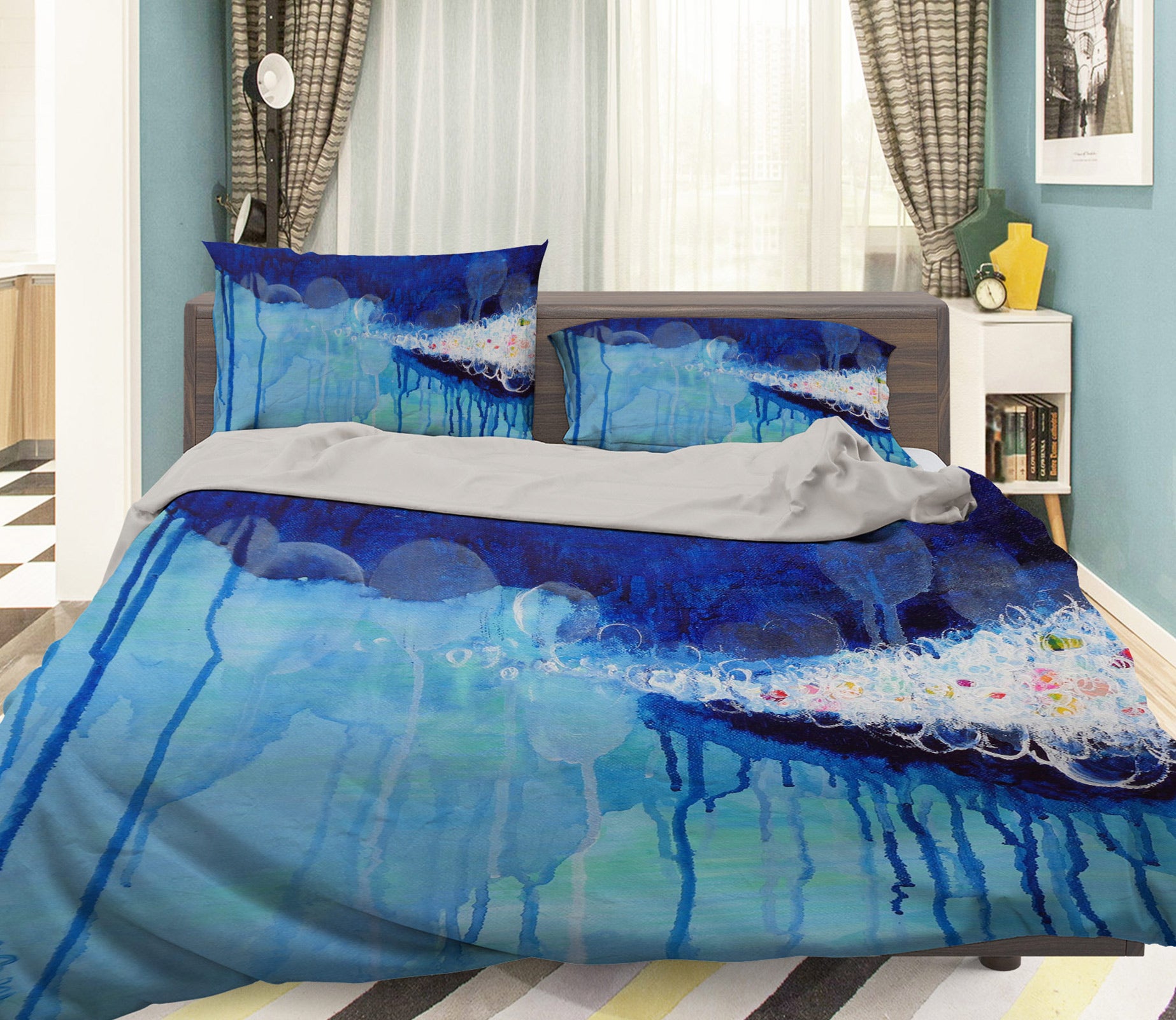 3D Flowing Watercolor 1121 Misako Chida Bedding Bed Pillowcases Quilt
