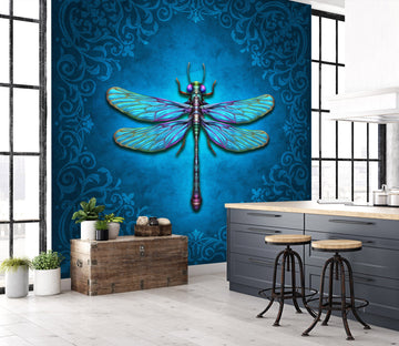 3D Blue Dragonfly 8763 Brigid Ashwood Wall Mural Wall Murals