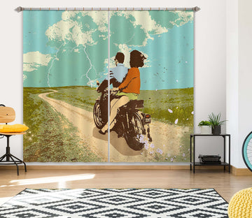 3D Motorcycle Travel 055 Showdeer Curtain Curtains Drapes
