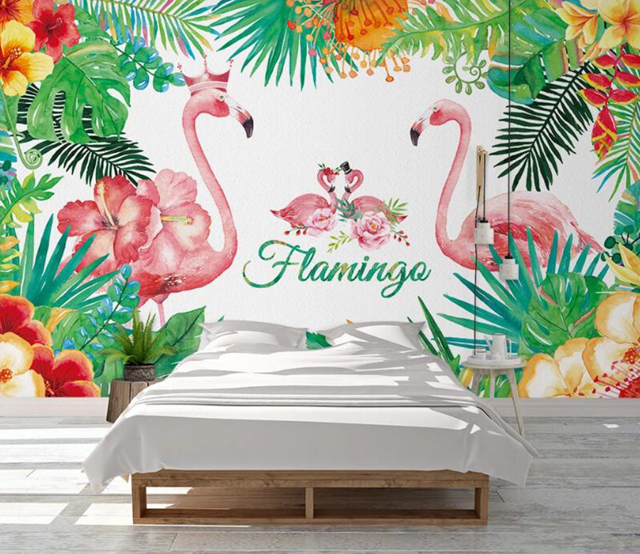 3D Two Happy Pairs Of Flamingos 1036 Wall Murals