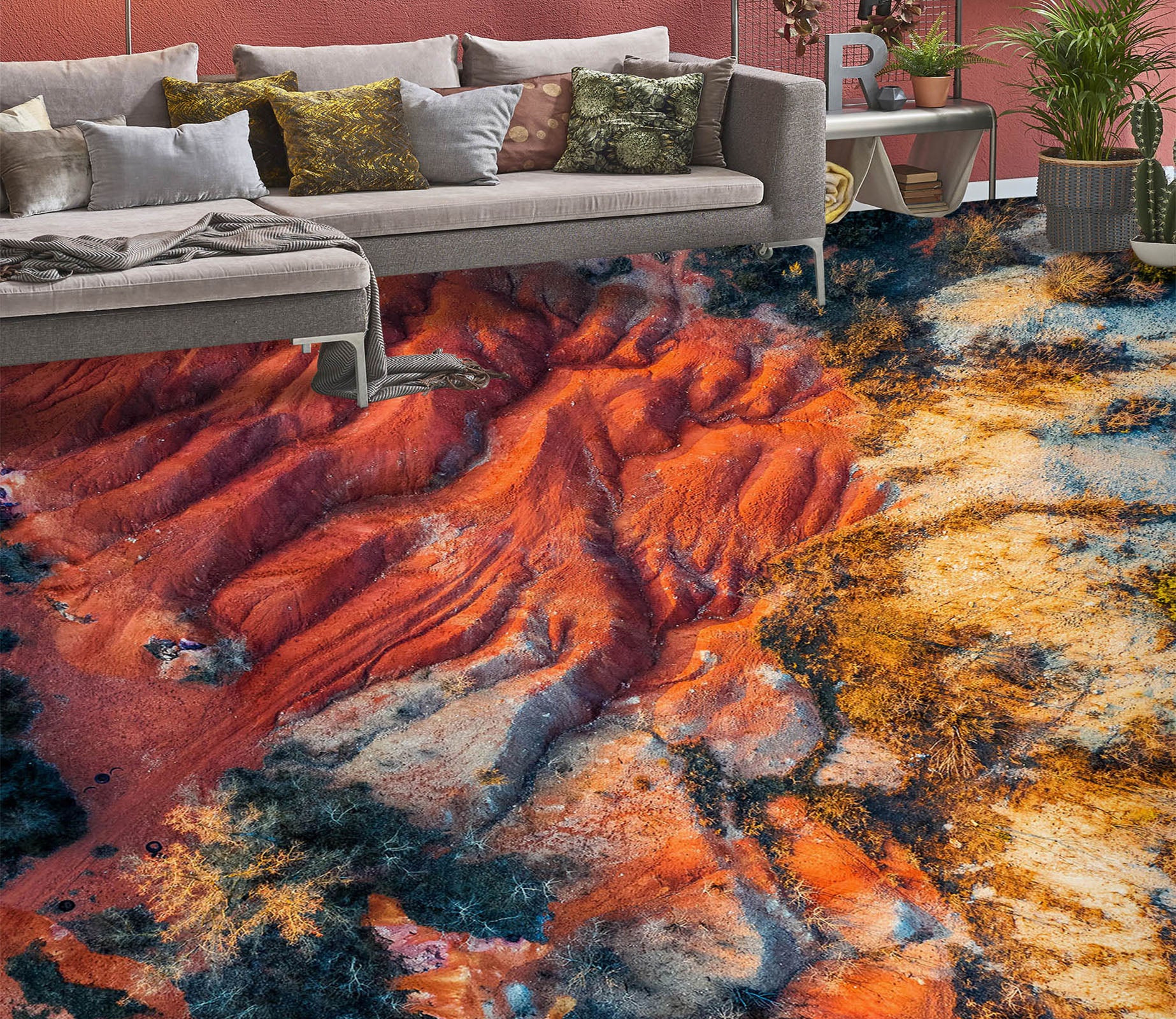 3D Mountains In Autumn 296 Floor Mural