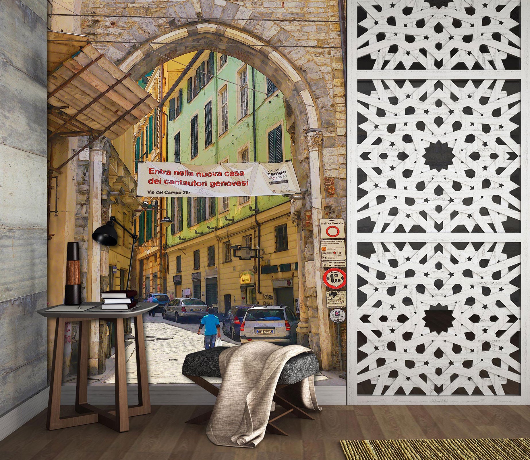 3D Building Alley 10887 Alius Herb Wall Mural Wall Murals