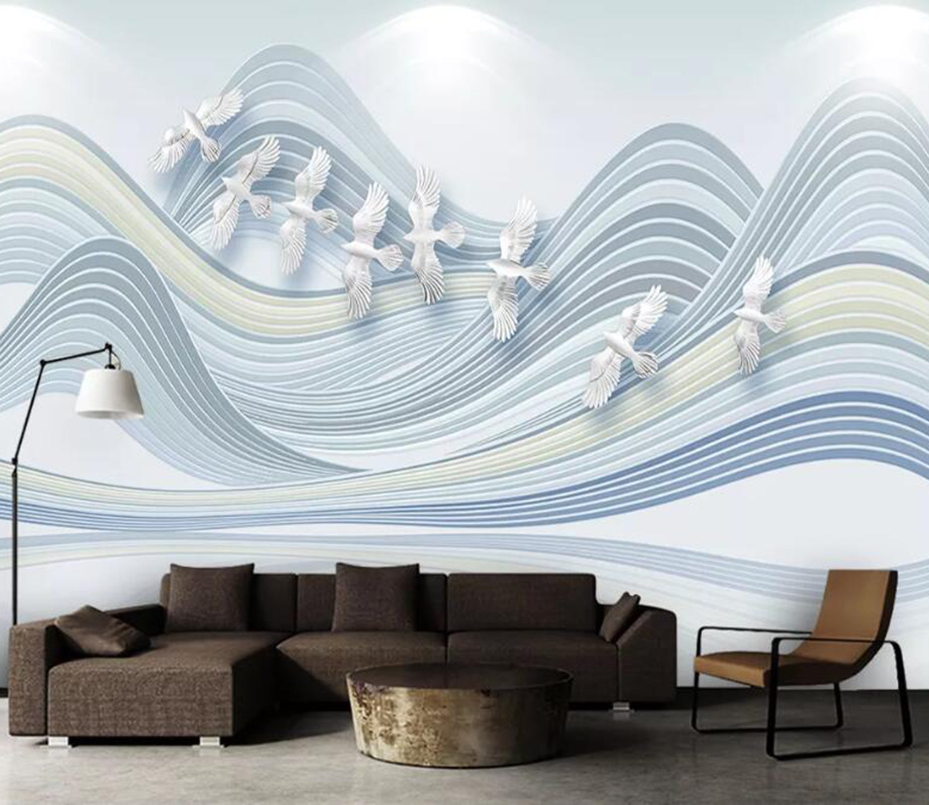 3D Wavy Bird WC59 Wall Murals Wallpaper AJ Wallpaper 2 