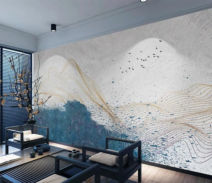 3D Blue Pattern WC538 Wall Murals