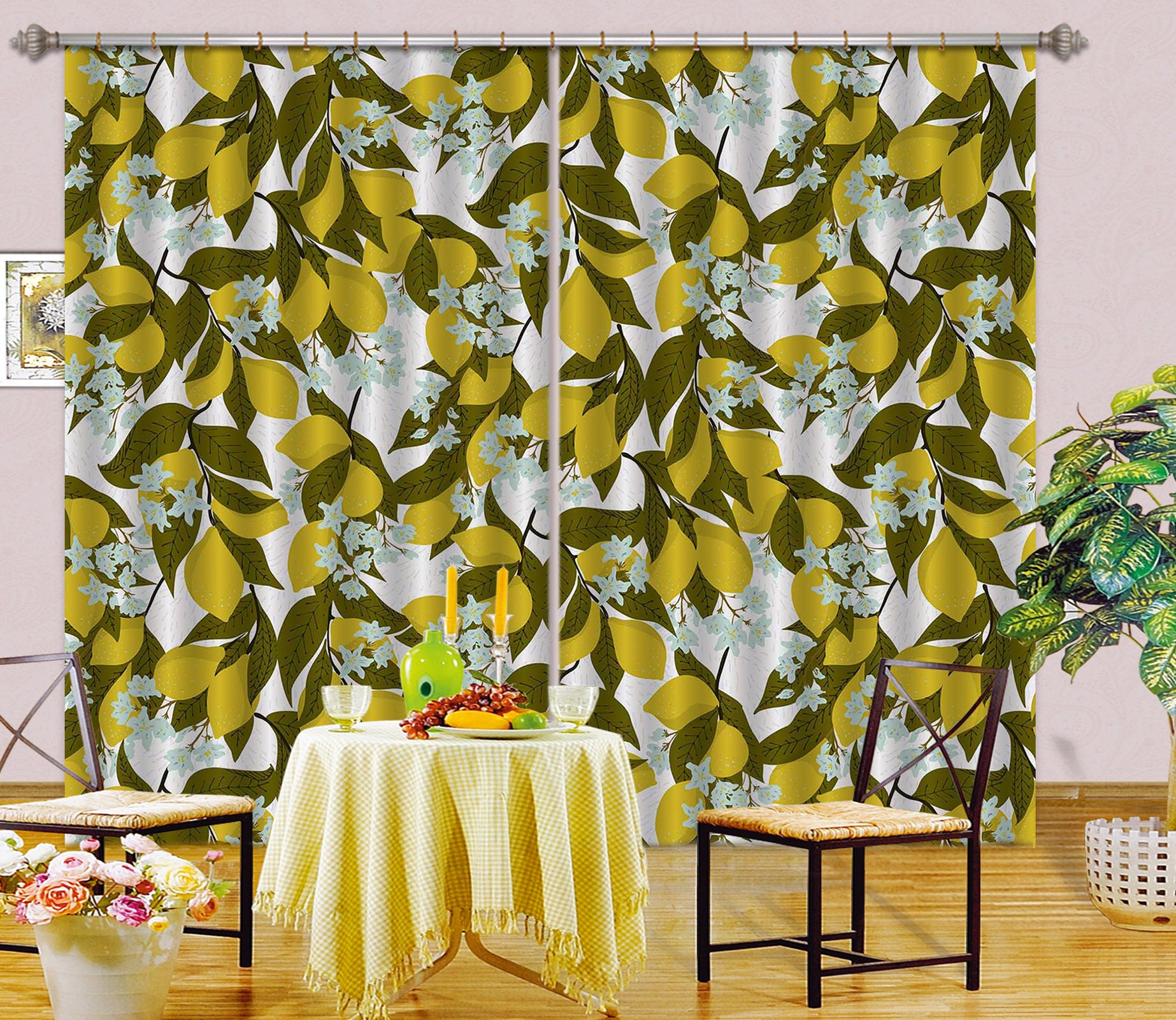 3D Blue Flowers Leaves 11193 Kashmira Jayaprakash Curtain Curtains Drapes