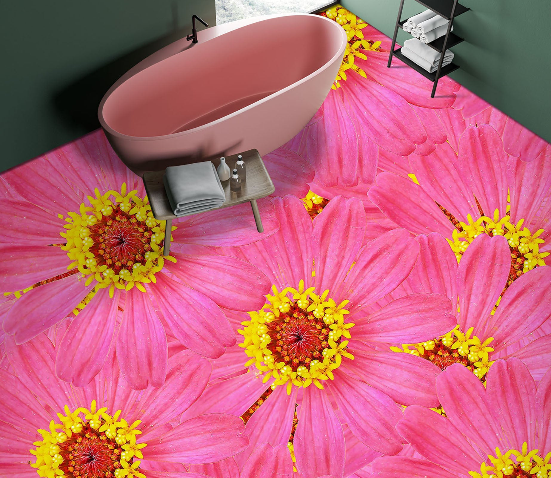 3D Pink Chrysanthemum 394 Floor Mural  Wallpaper Murals Rug & Mat Print Epoxy waterproof bath floor