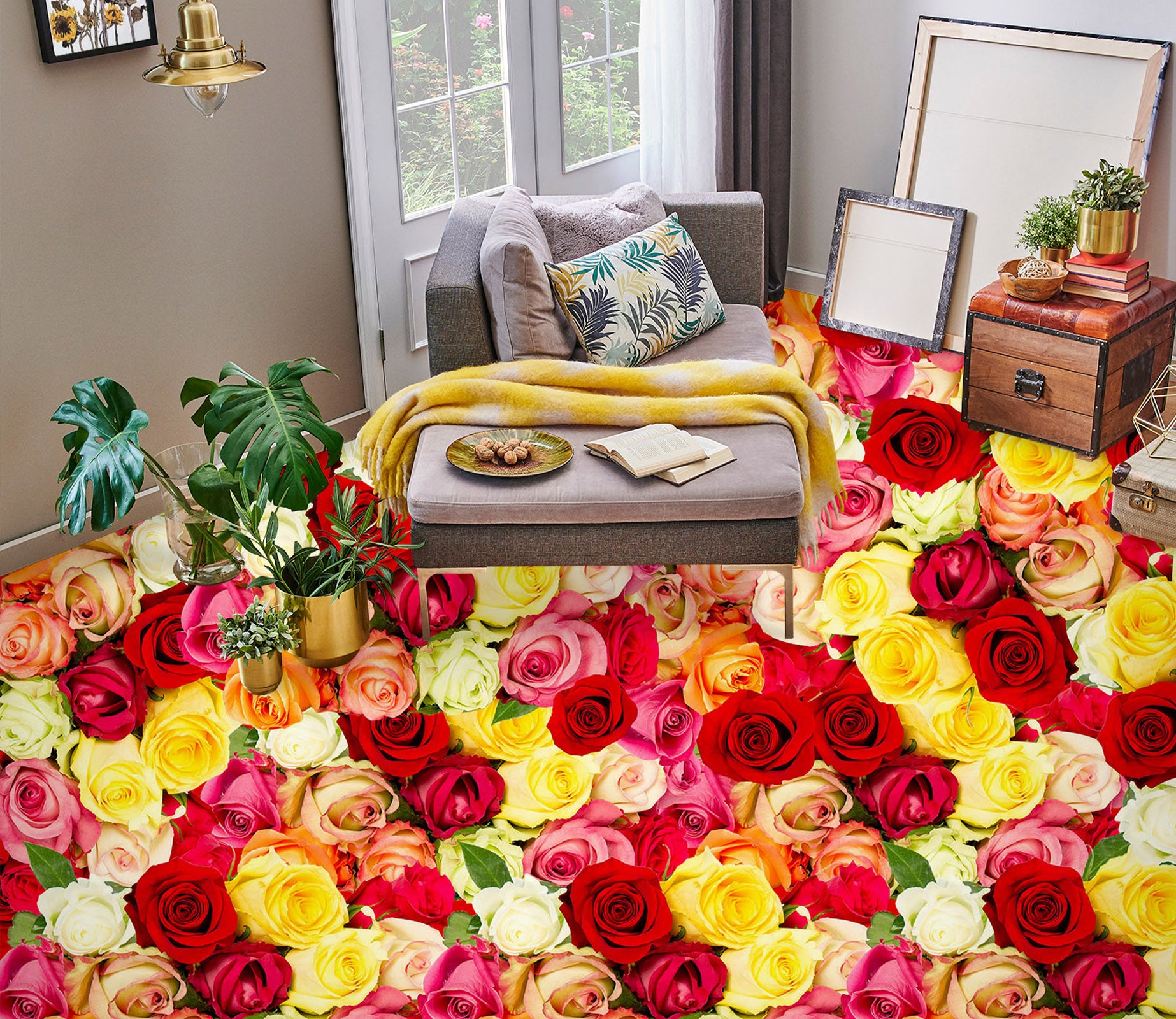 3D Colored Roses 303 Floor Mural  Wallpaper Murals Rug & Mat Print Epoxy waterproof bath floor