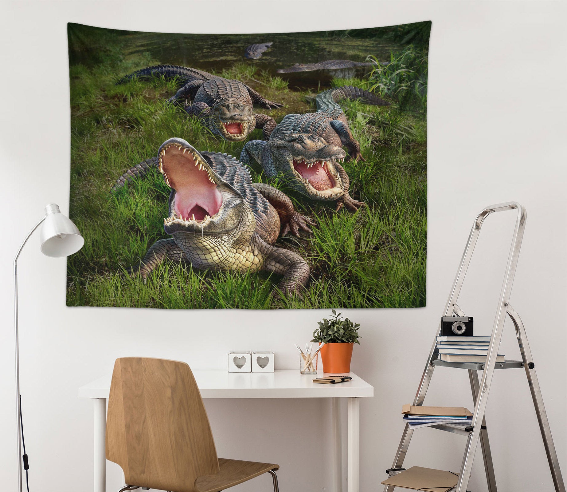 3D Field Crocodile 1014 Jerry LoFaro Tapestry Hanging Cloth Hang