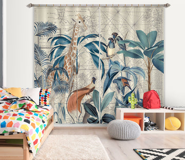 3D Palm Tree Map 086 Andrea haase Curtain Curtains Drapes
