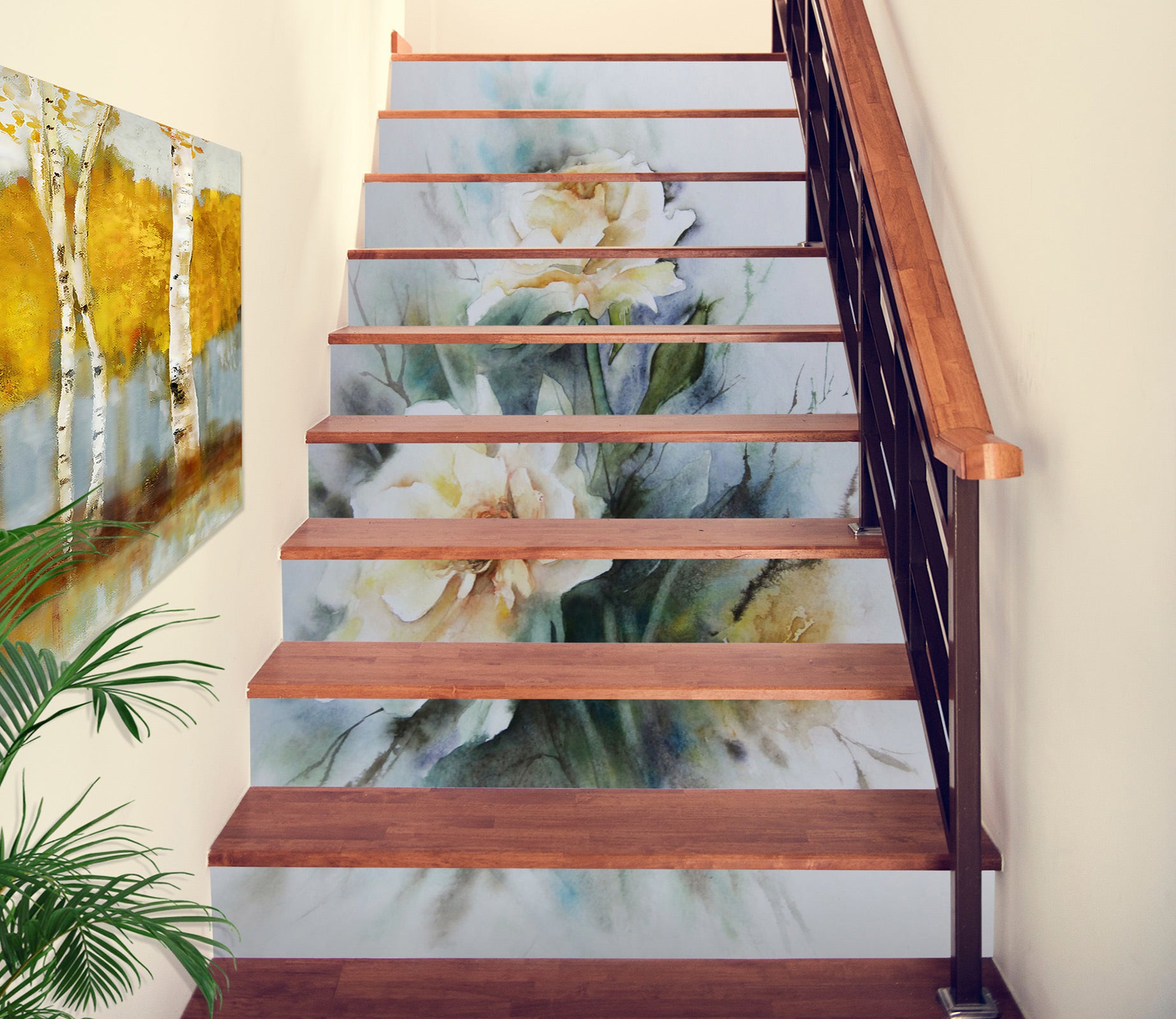 3D Two Yellow Roses 199 Stair Risers