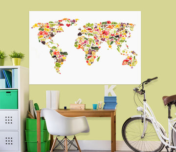 3D Color Patchwork 251 World Map Wall Sticker