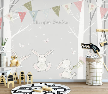 3D Woods White Rabbit 1683 Wall Murals