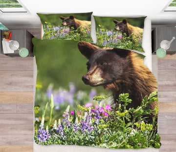 3D Bear Cub 2104 Kathy Barefield Bedding Bed Pillowcases Quilt Quiet Covers AJ Creativity Home 