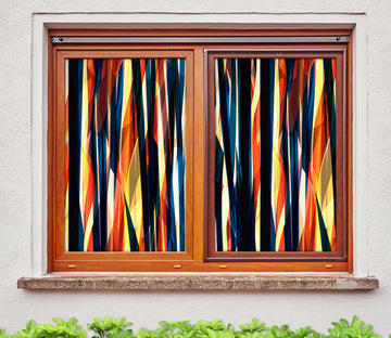3D Vertical Stripes 412 Window Film Print Sticker Cling Stained Glass UV Block